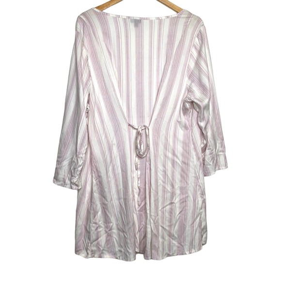 Torrid Women's Challis Striped Tunic Top Faux Button Up Size 3 Tie At Waist - Picture 3 of 12